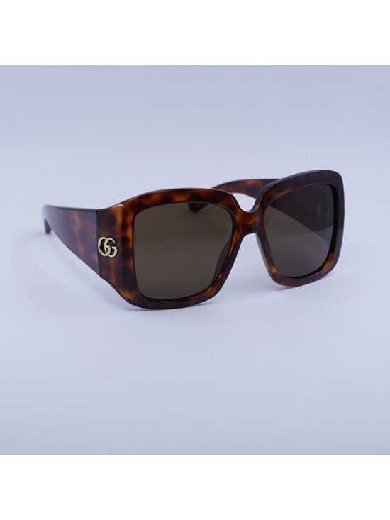 Gucci GG1402S 002 Sunglasses Havana Square Frame, Brown Lenses main image 4